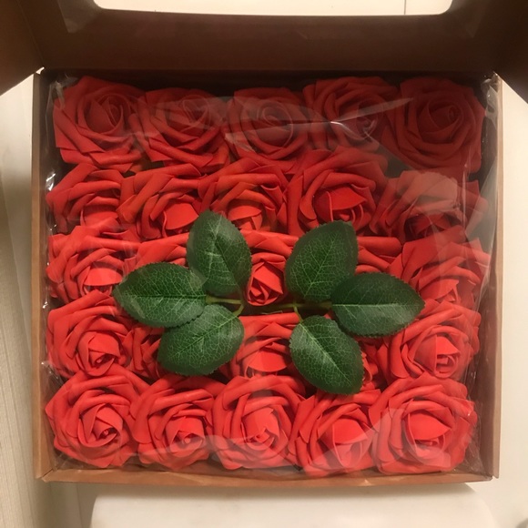 Artificial Flower Heads Rose Flower head Wedding Party Decor 25 pcs Red - Picture 2 of 8